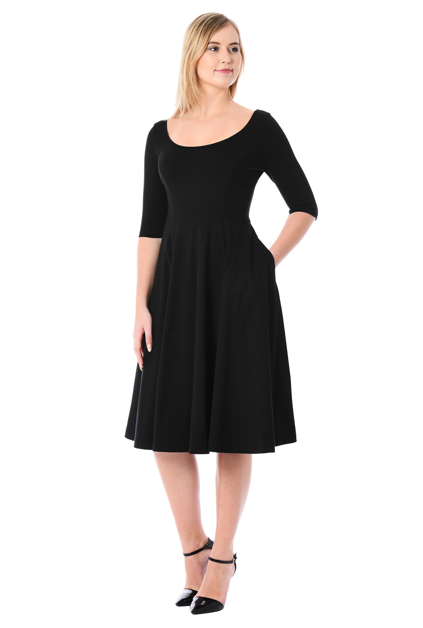 Shop Cotton knit fitandflare dress eShakti