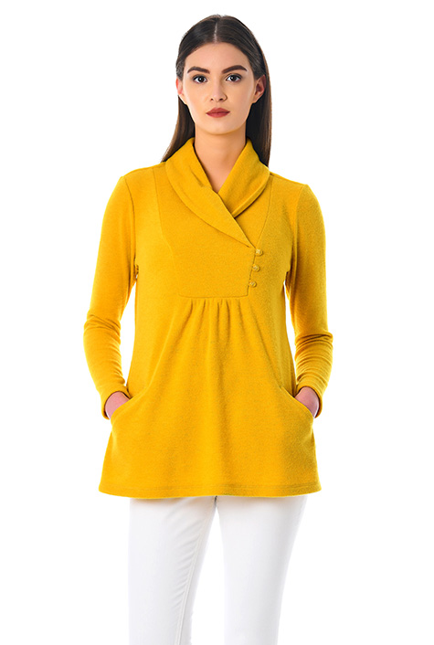 shawl collar tunic sweater