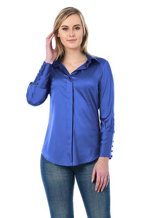 Shop Charmeuse satin extended cuff shirt | eShakti