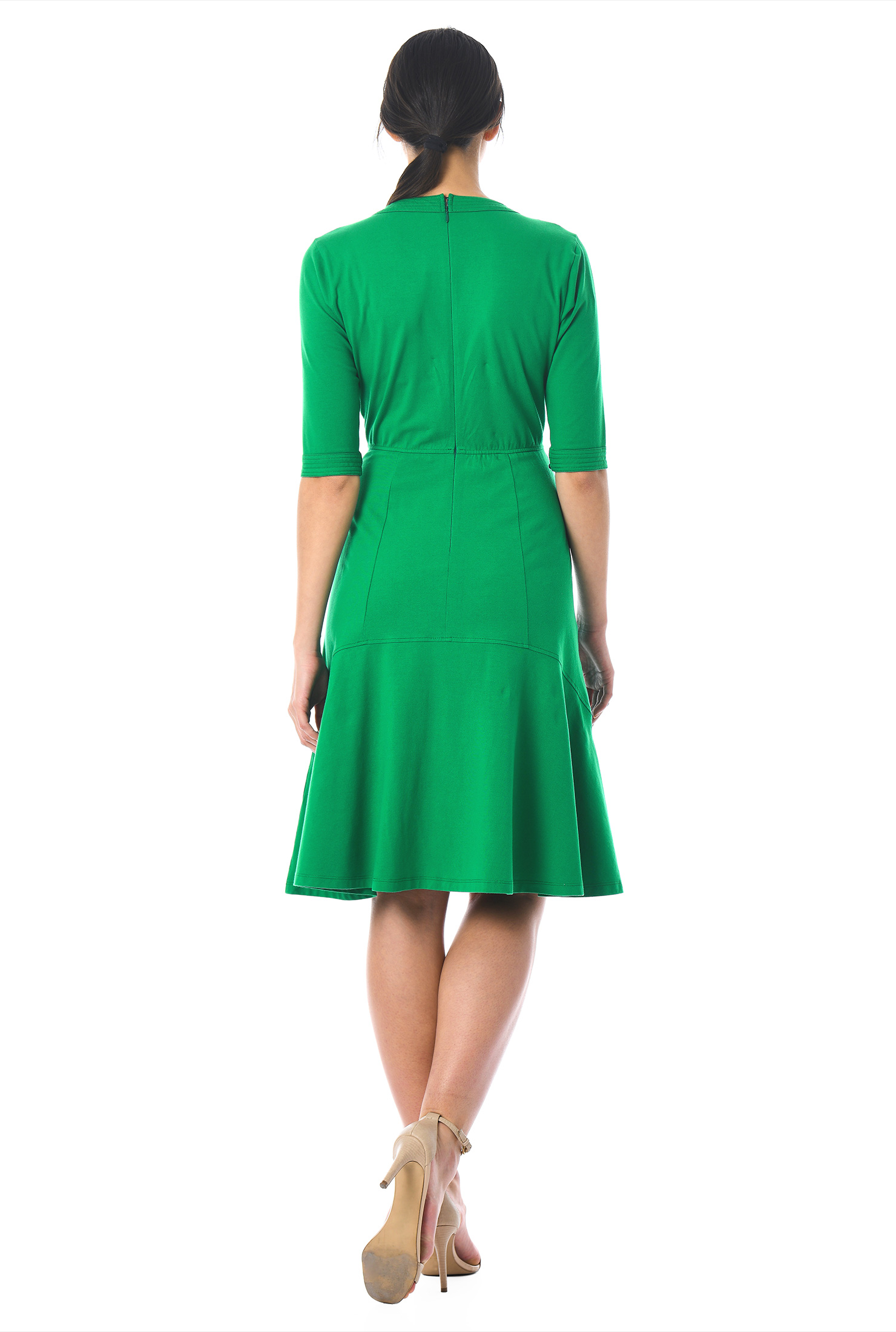 Shop Split neck cotton knit dress eShakti