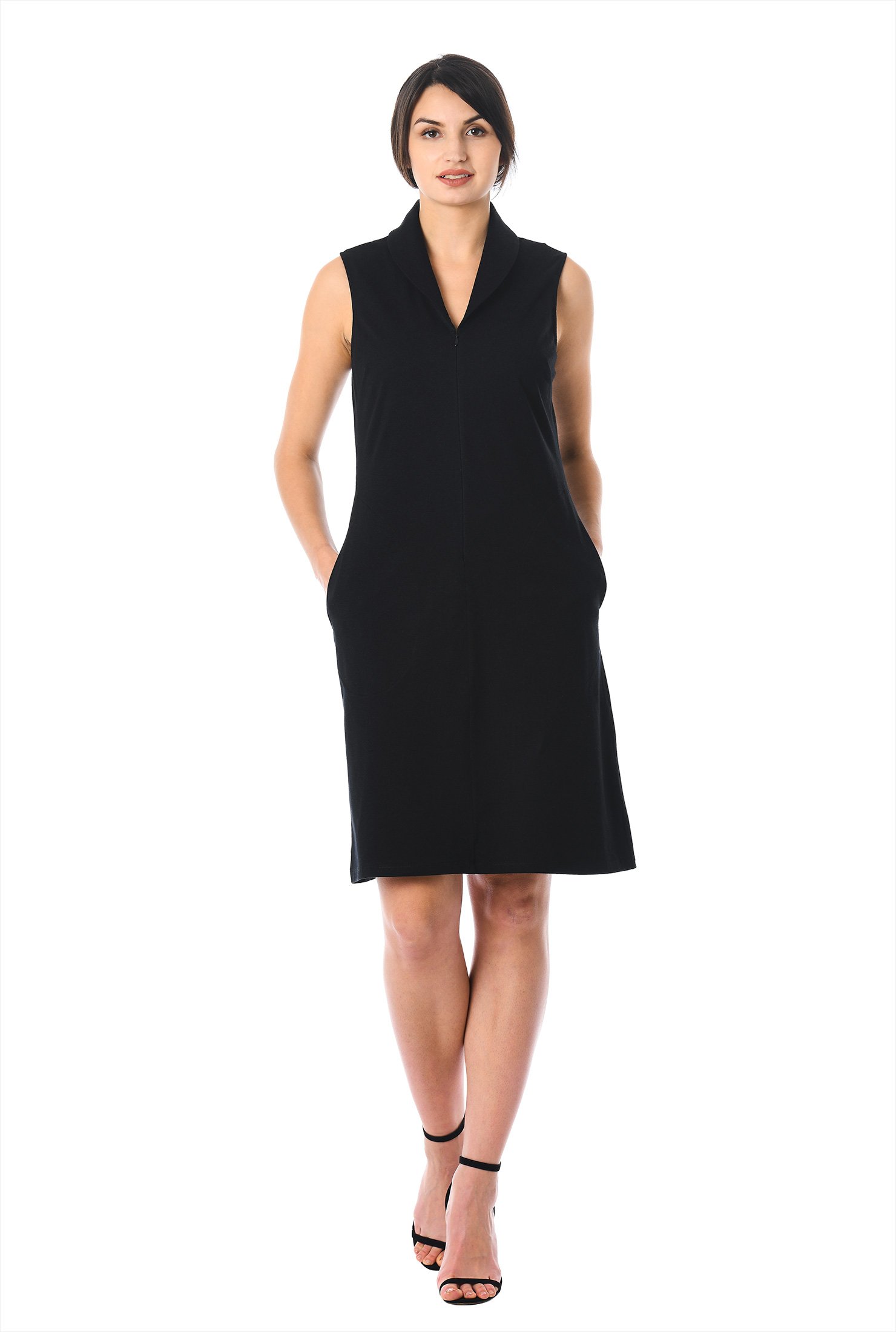 Shop Shawl collar cotton knit shift dress | eShakti