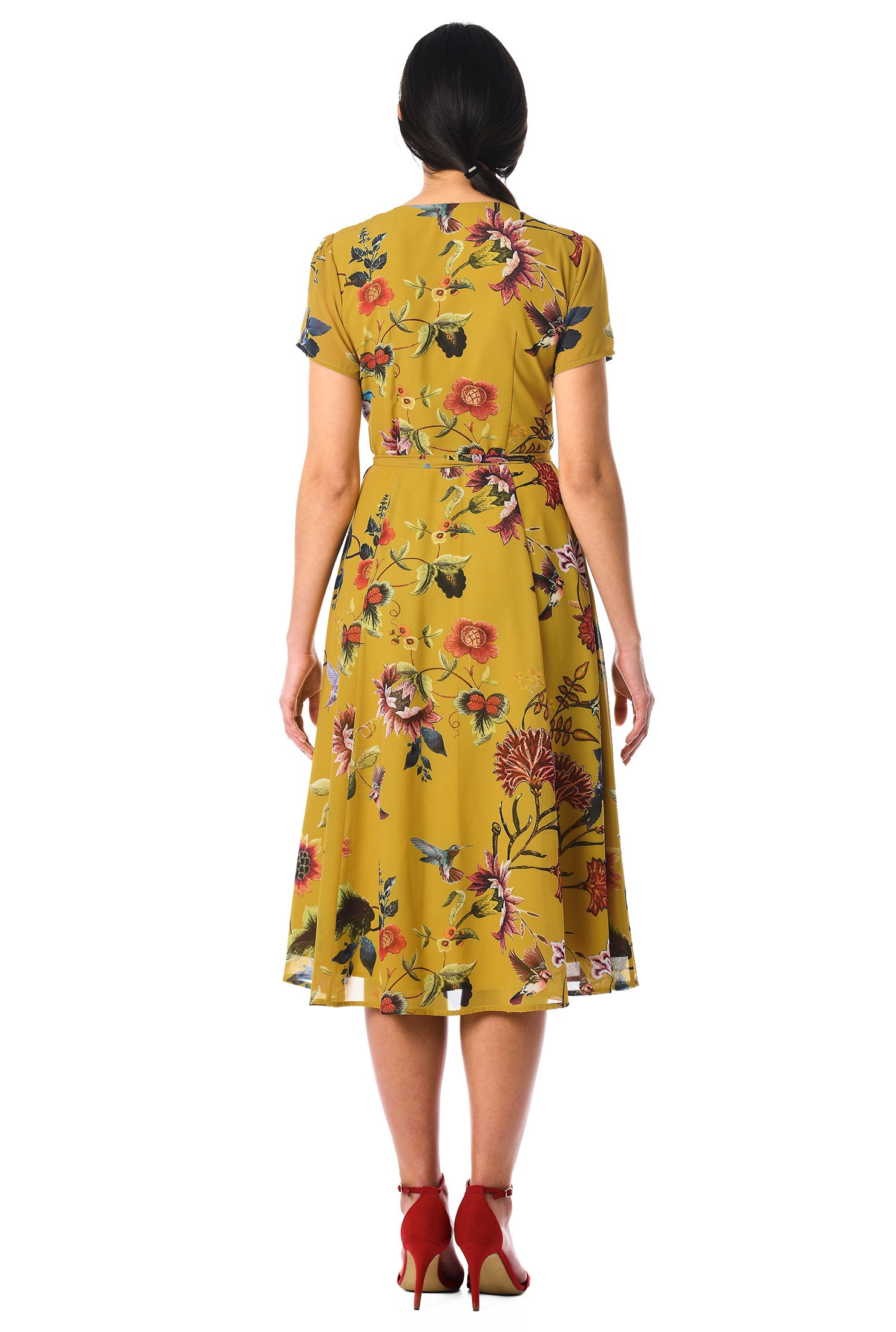 Shop Floral Print Georgette Wrap Dress Eshakti