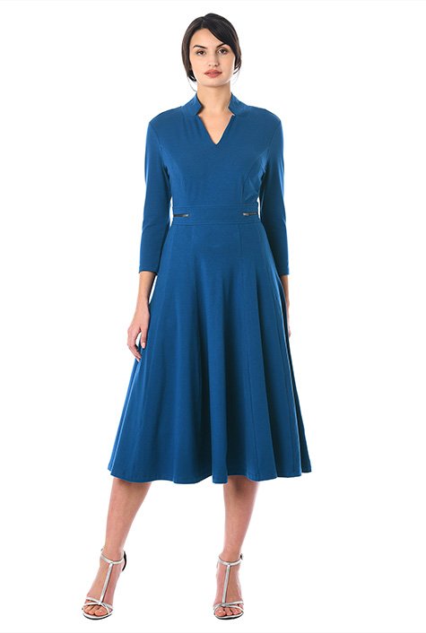 Shop Zip waist cotton knit dress | eShakti