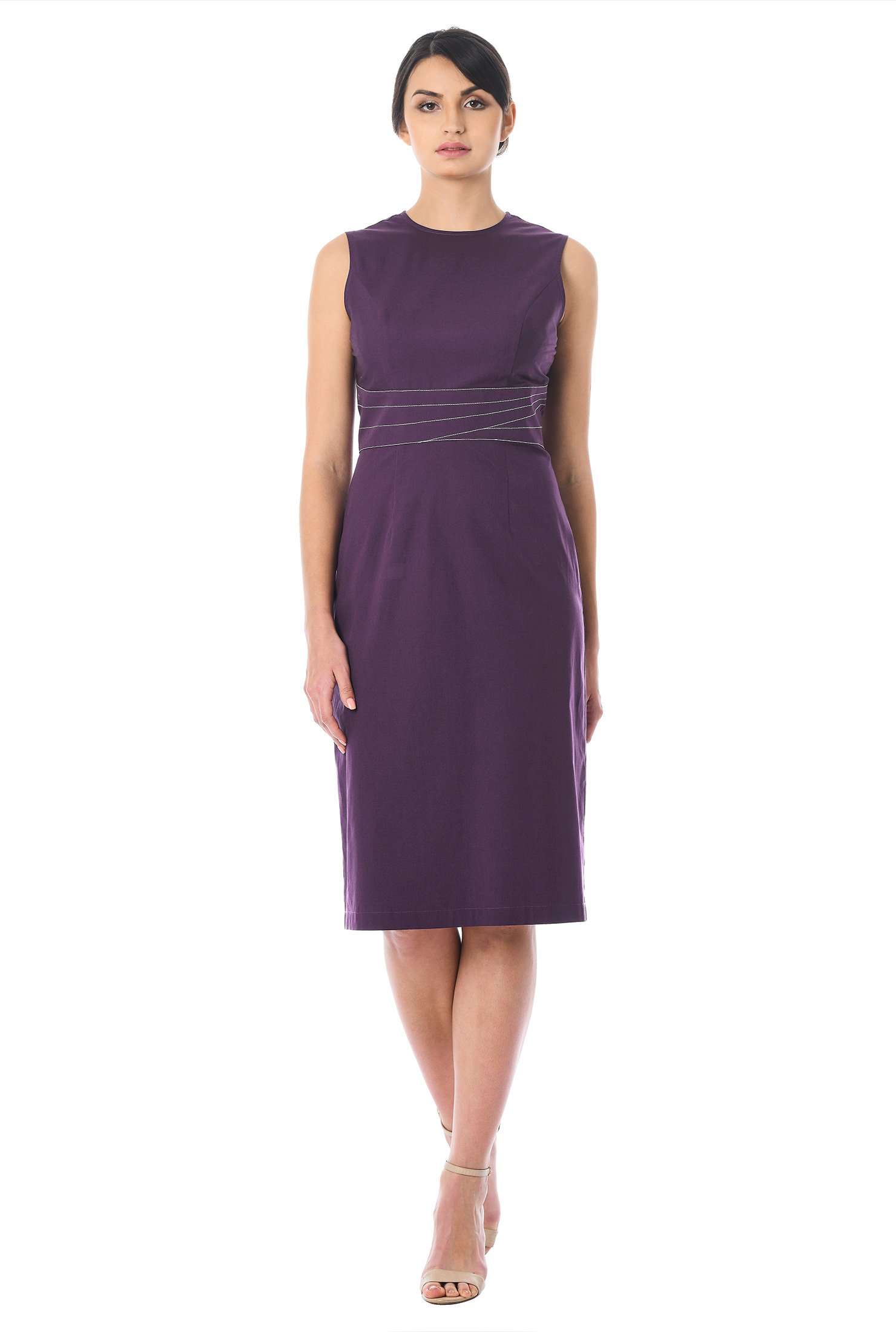 Shop Asymmetric waist poplin sheath dress | eShakti