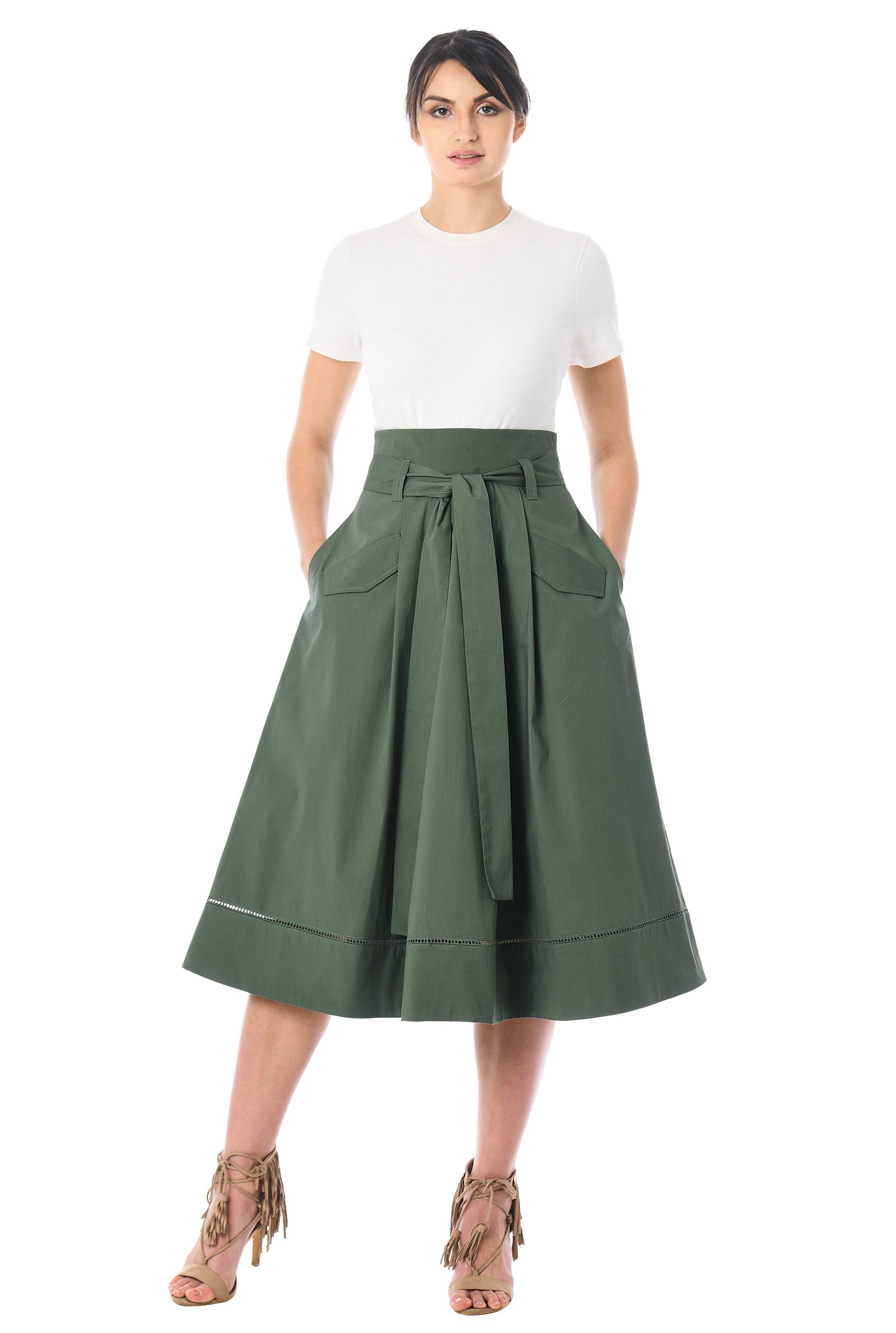Shop Cotton poplin sash tie skirt | eShakti