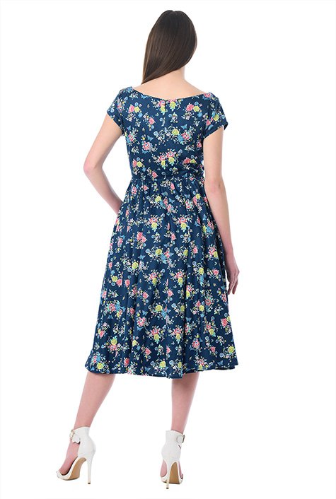 Shop Floral print cotton sateen dress | eShakti