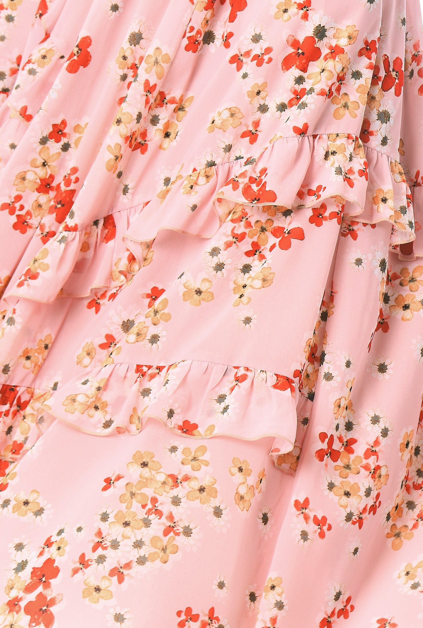 Shop Ruffle floral print georgette smocked waist dress | eShakti