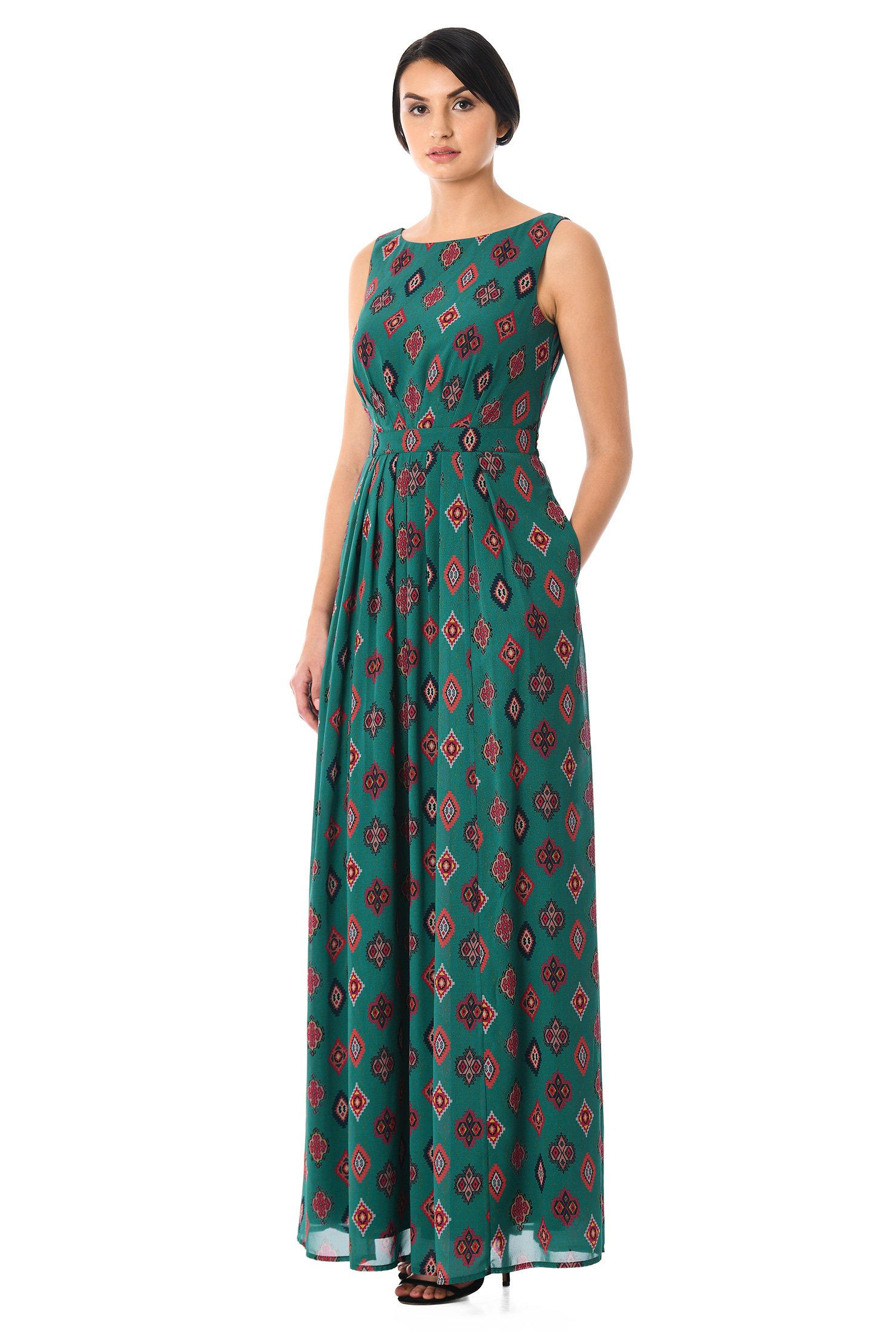 knife pleat maxi dress