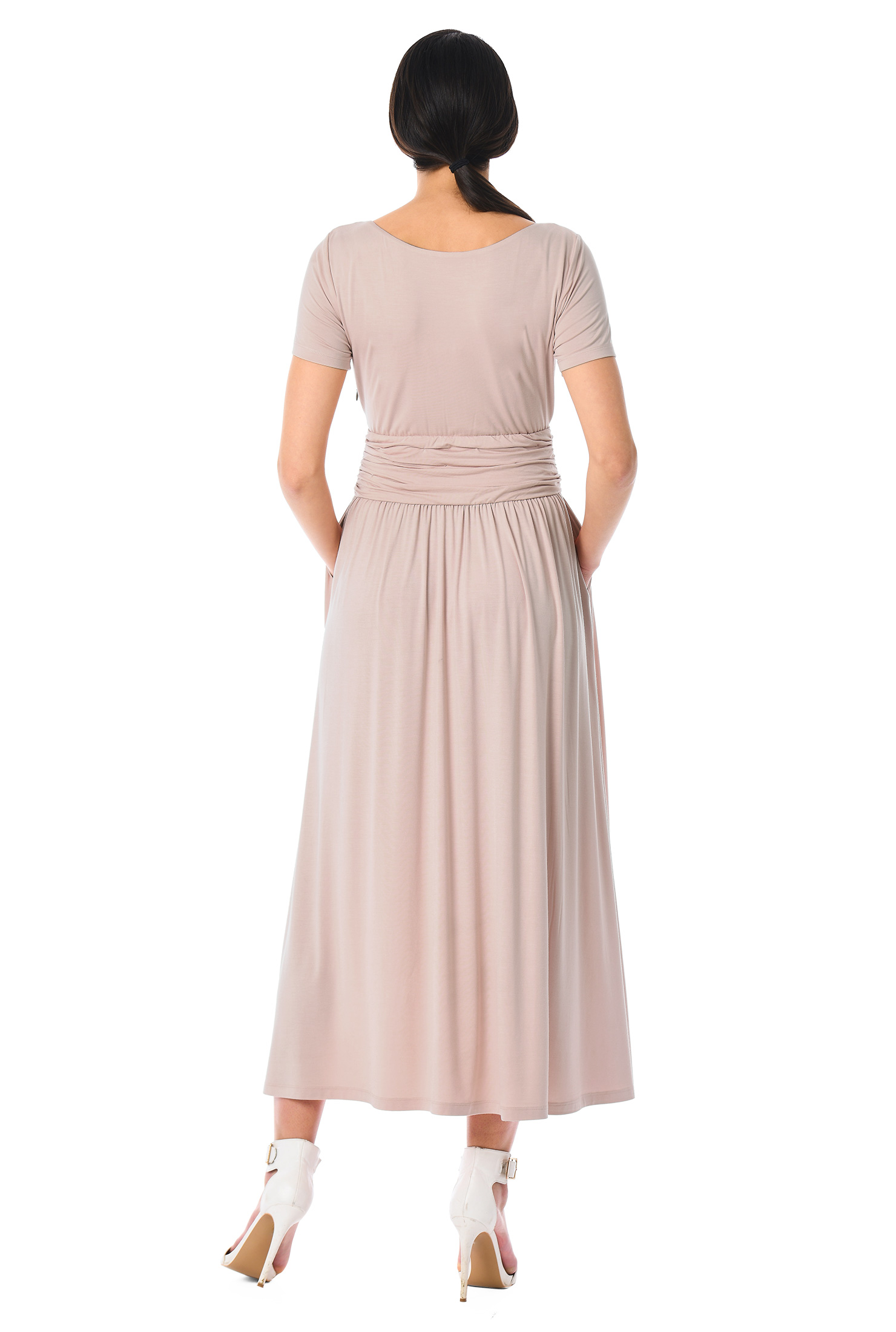 Shop Ruched waist jersey knit maxi dress eShakti