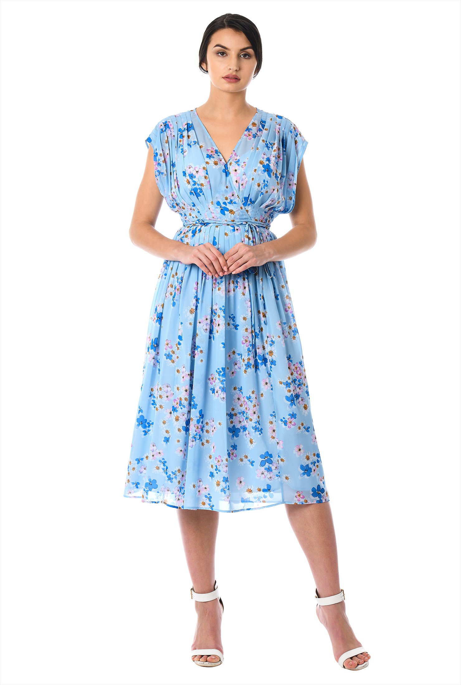 Shop Floral print georgette blouson dress | eShakti
