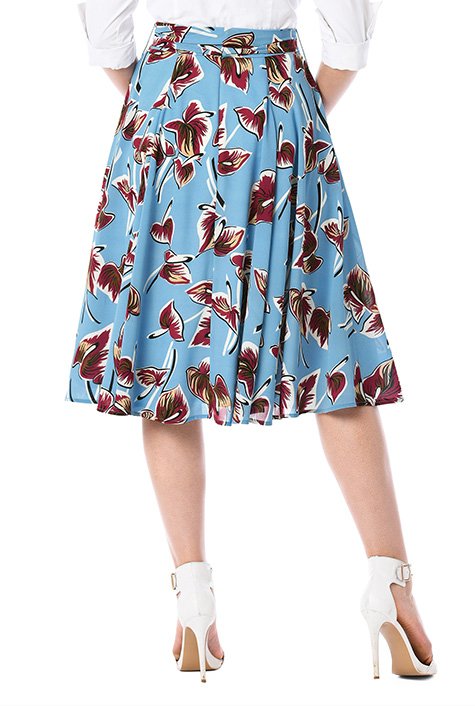 Shop Sash tie floral print georgette skirt | eShakti