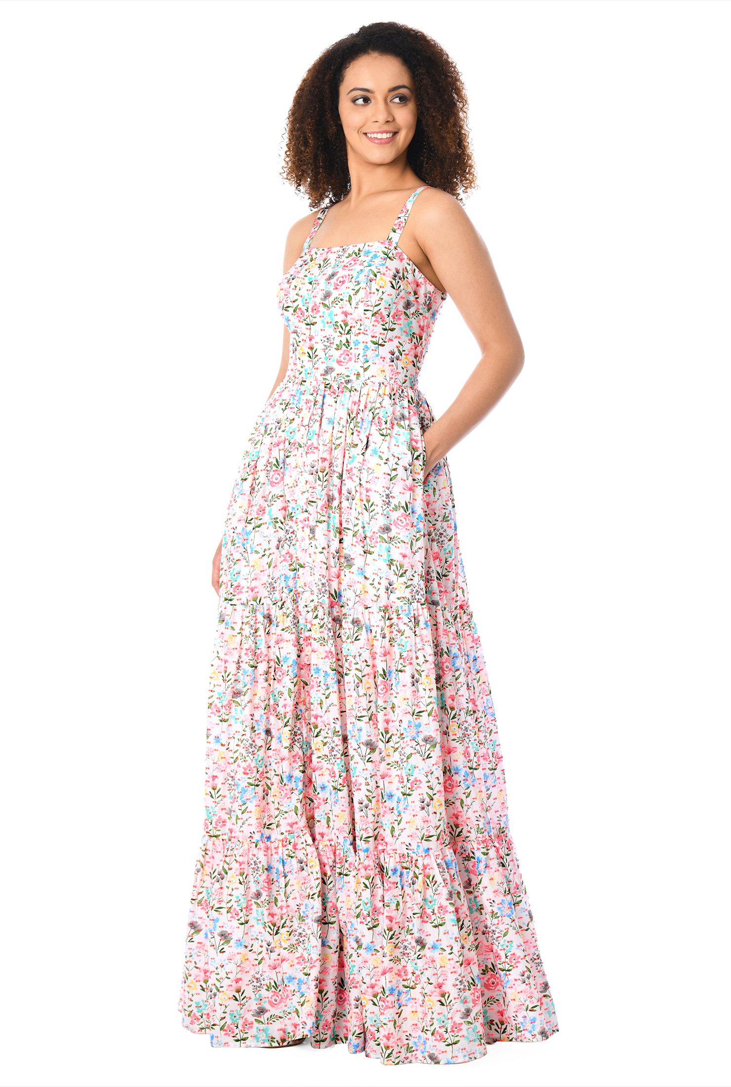 cotton tiered maxi dress