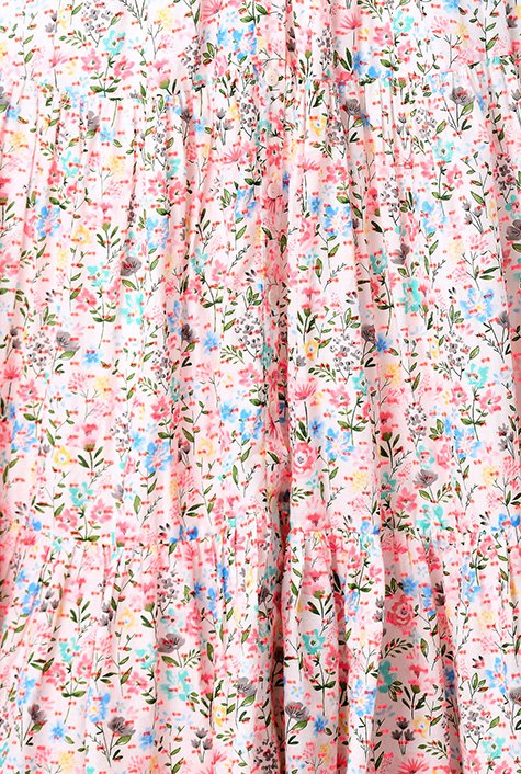 Shop Floral print cotton tier maxi dress | eShakti