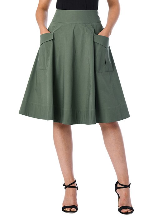 Shop Cargo pocket cotton poplin skirt | eShakti