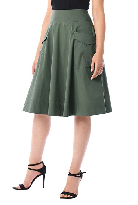 Shop Cargo pocket cotton poplin skirt | eShakti