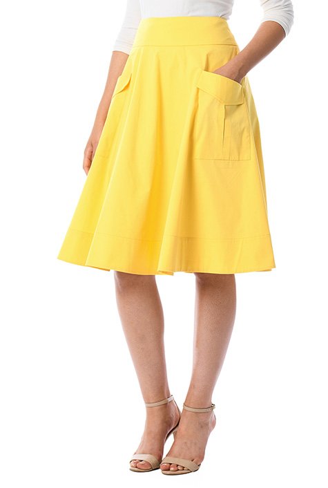 Shop Cargo pocket cotton poplin skirt | eShakti