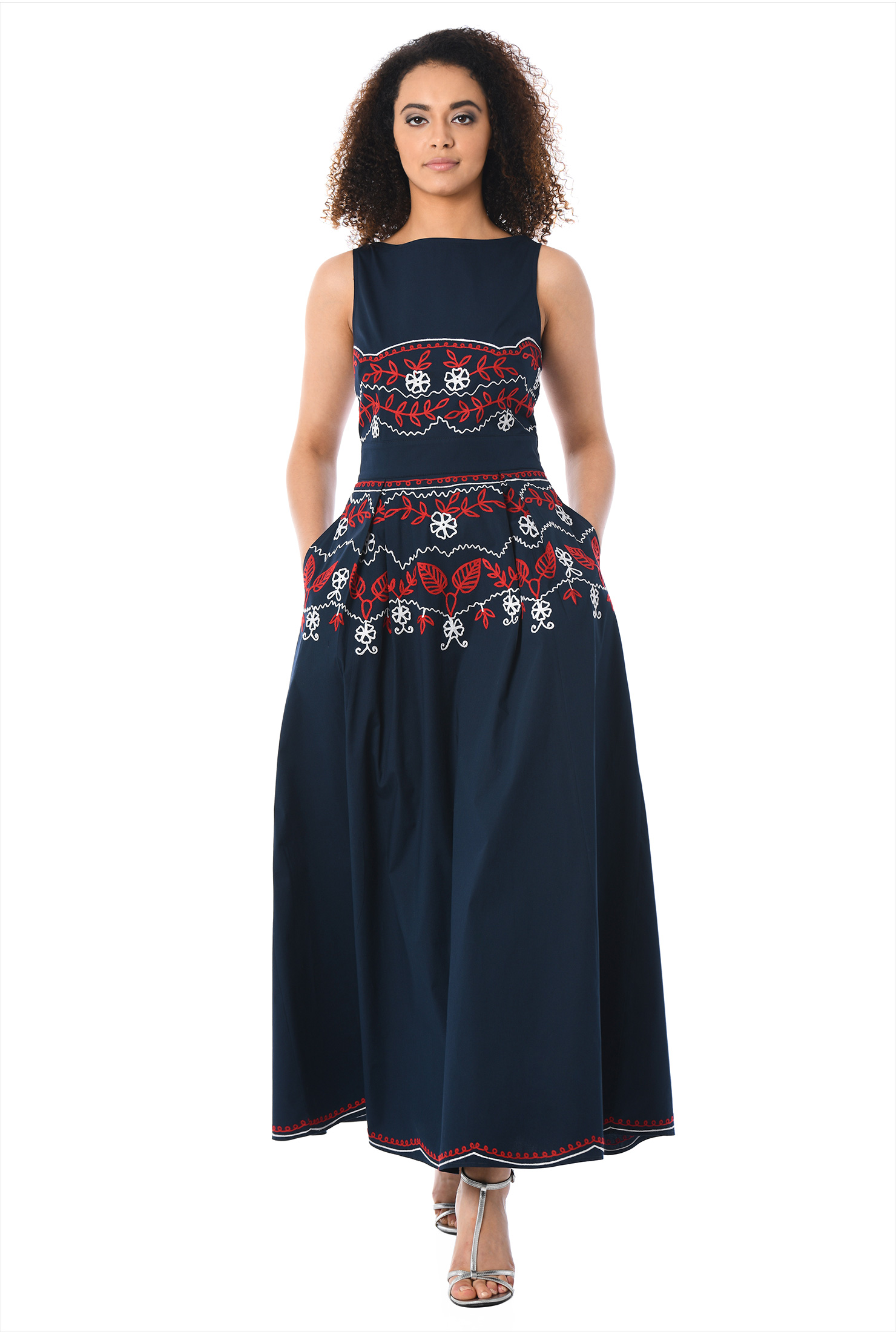 poplin backless maxi dress