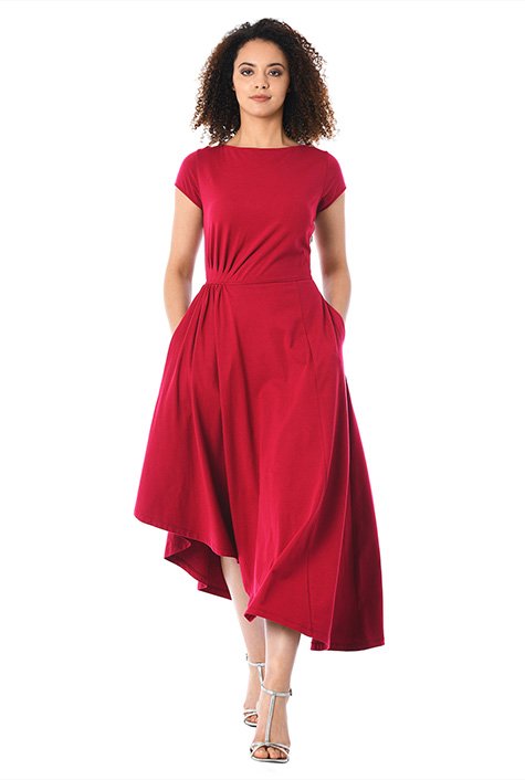 Shop Asymmetric Hem Cotton Knit Dress Eshakti