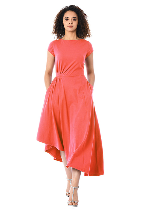 Shop Asymmetric hem cotton knit dress eShakti