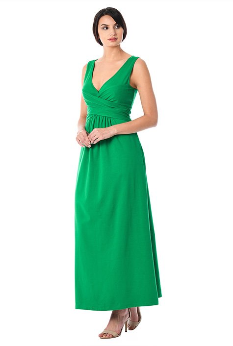 Shop Cotton knit ruched cross front maxi dress | eShakti