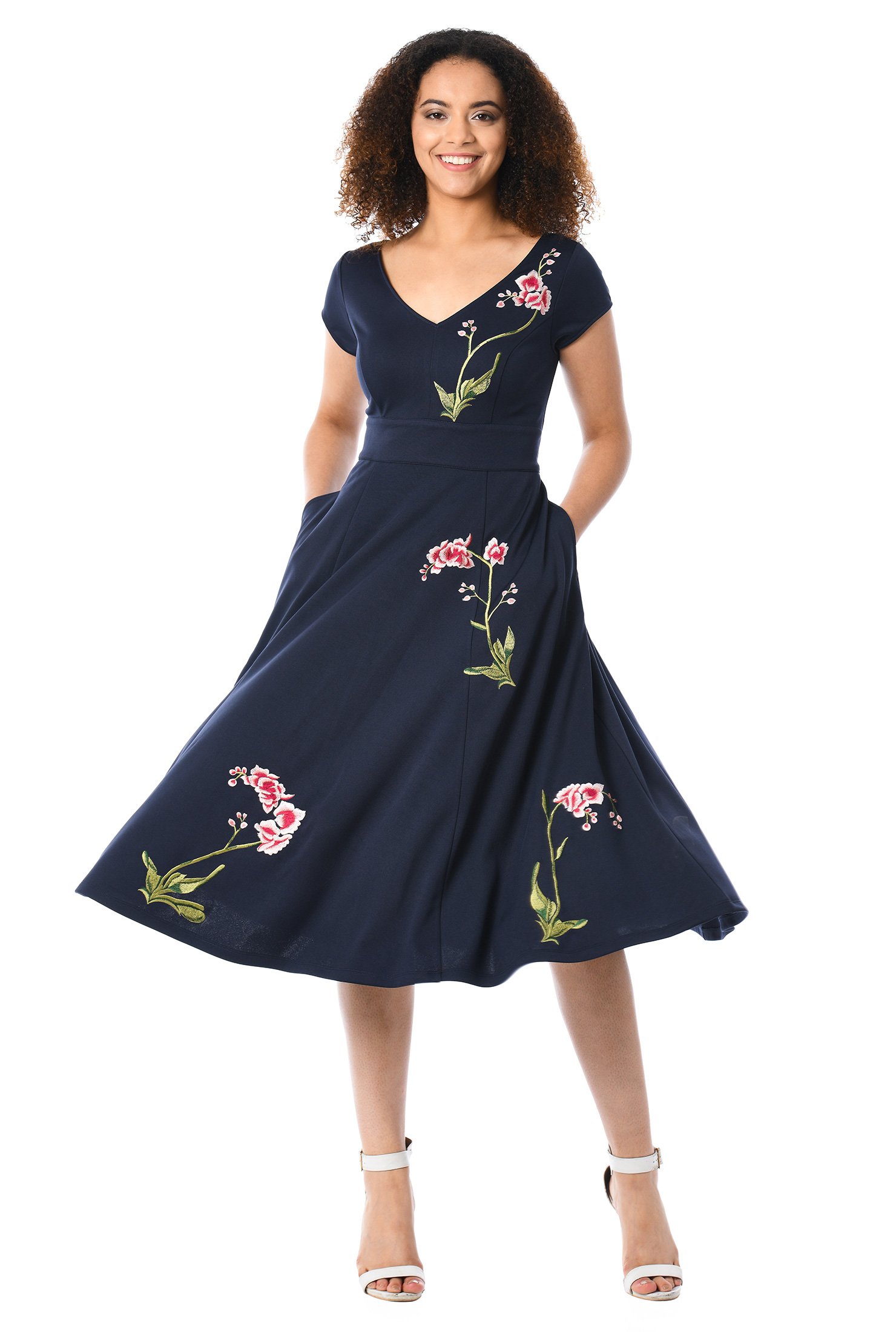 Shop Floral embellished matte jersey dress | eShakti