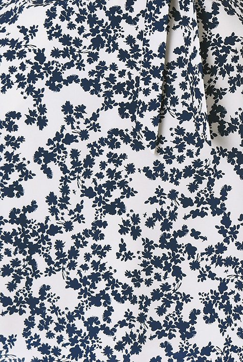 Shop Floral print contrast piped trim crepe dress | eShakti