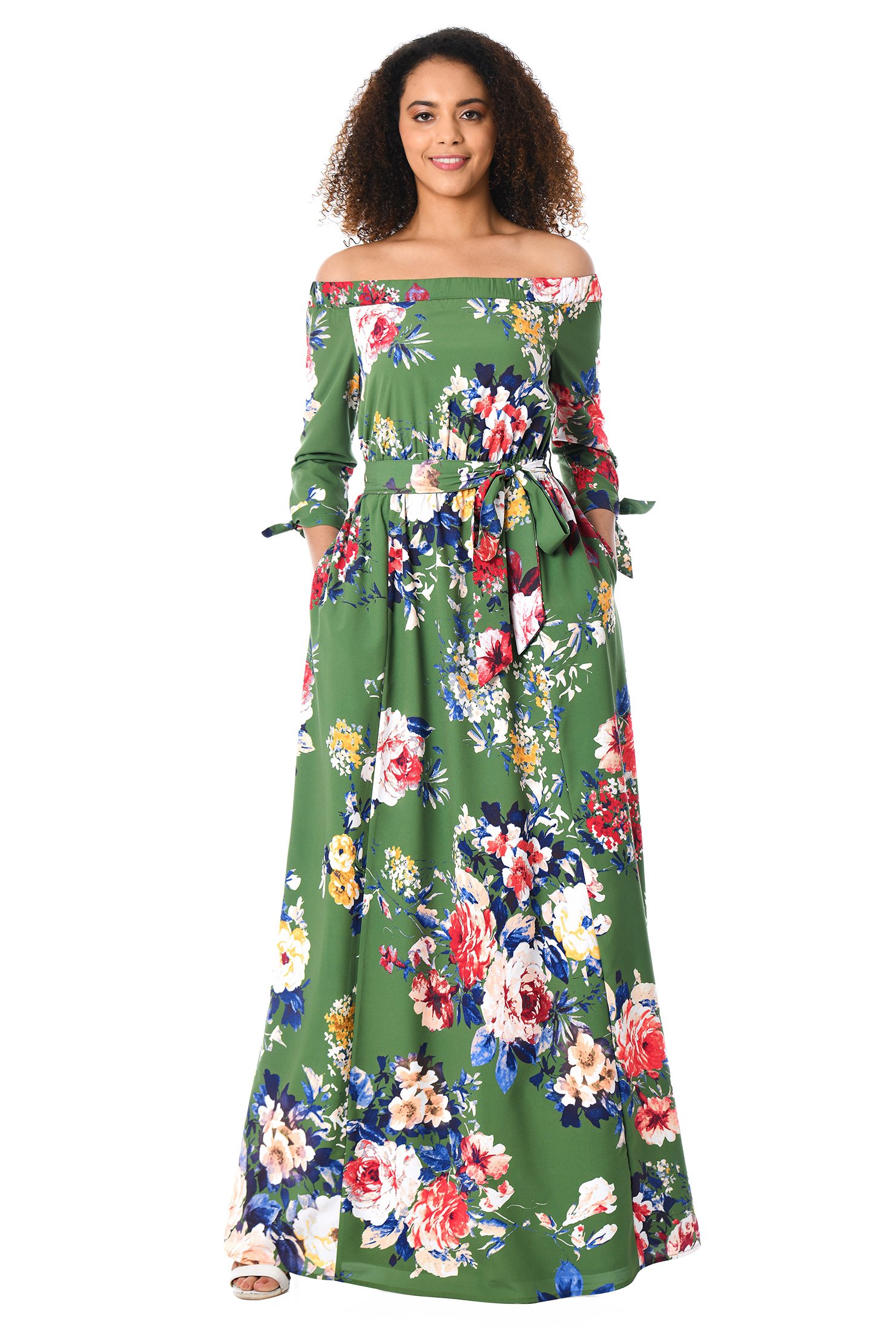 rose print maxi dress