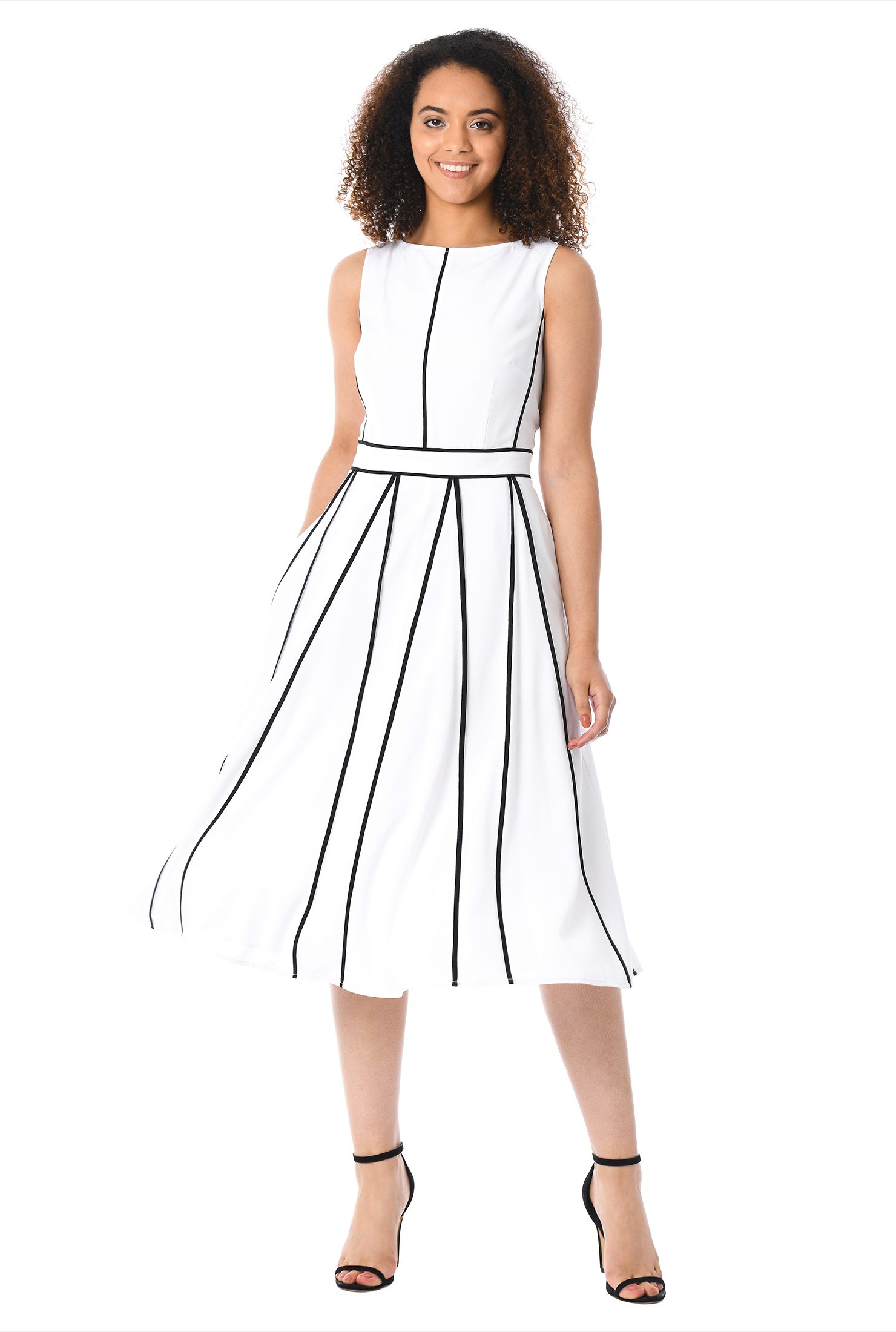 Shop Contrast piped trim crepe dress | eShakti