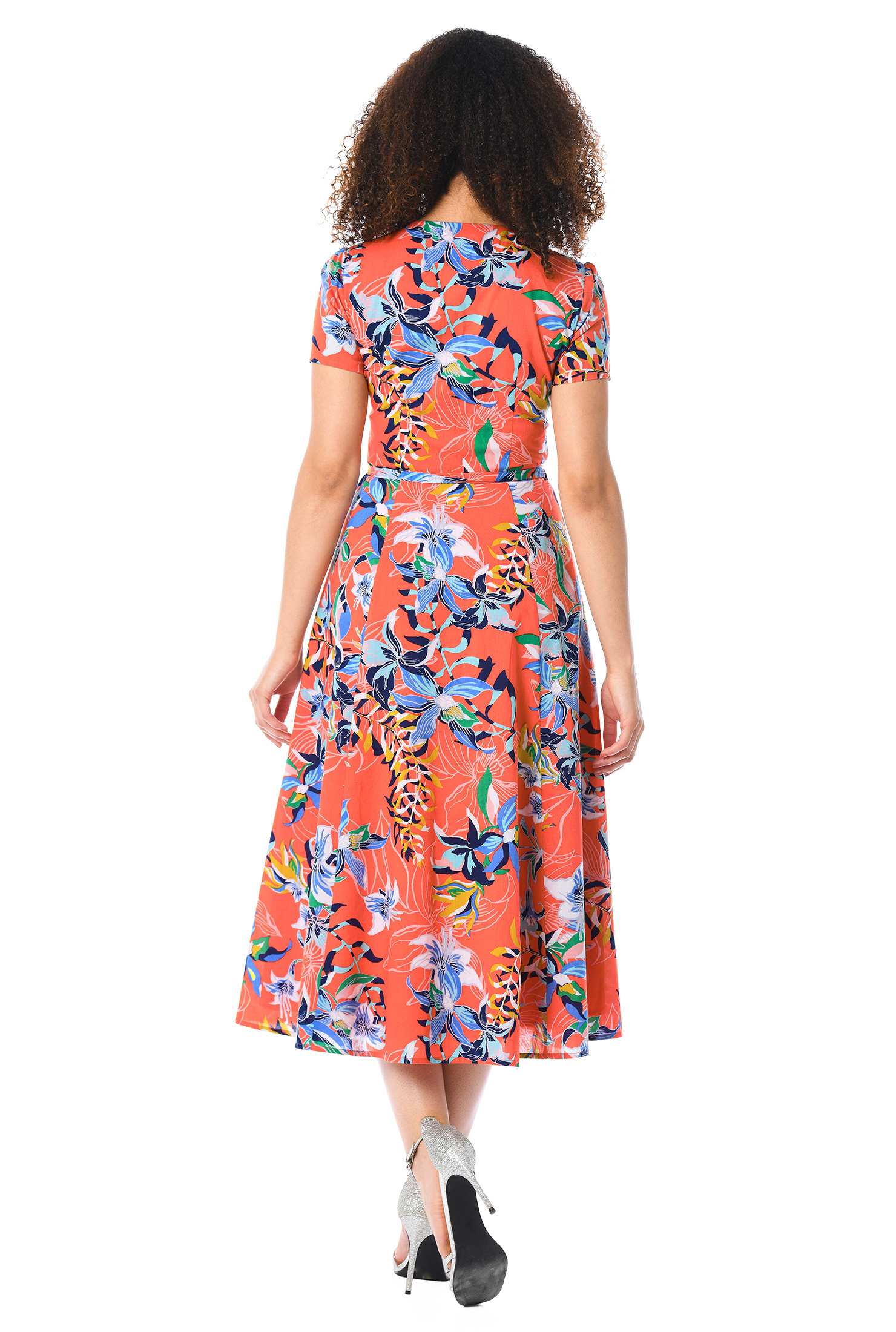 Shop Floral print cotton wrap dress eShakti