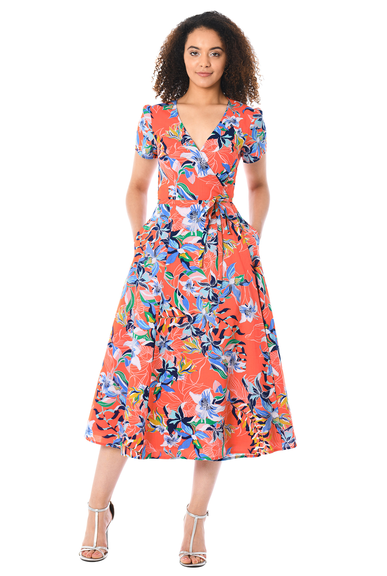 Shop Floral print cotton wrap dress eShakti