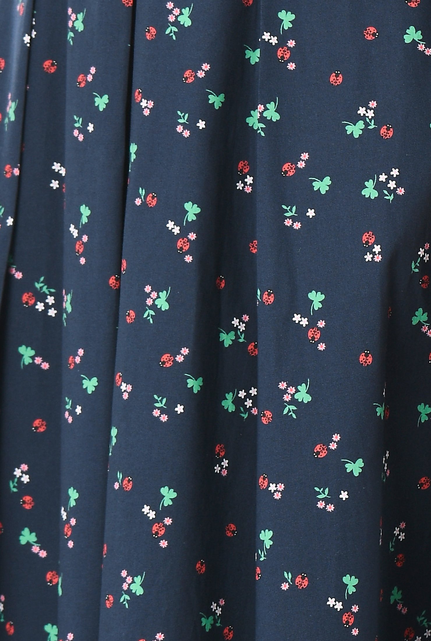 Shop Pleated surplice ladybird floral poplin dress | eShakti