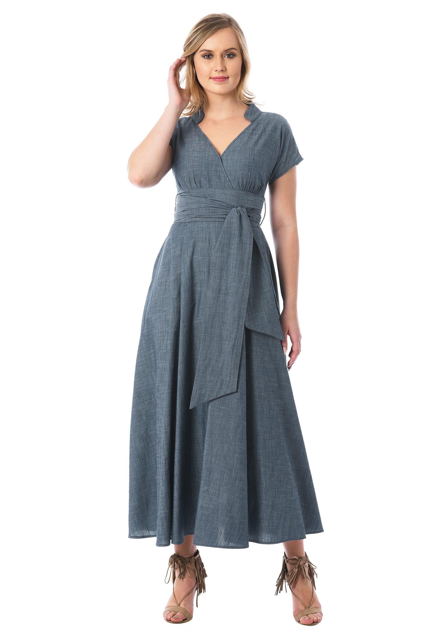 chambray maxi shirt dress