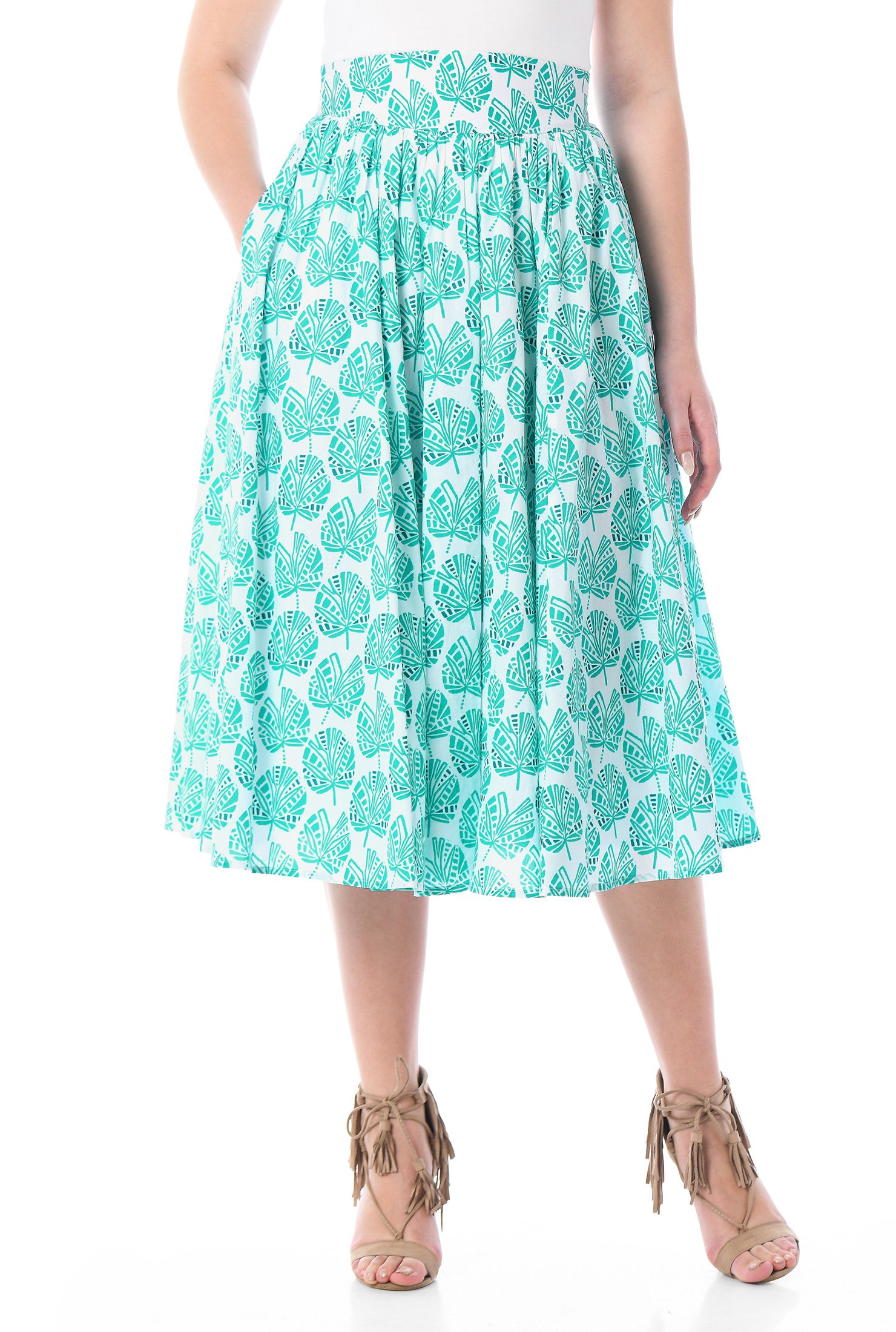 Shop Leaf print cotton full skirt | eShakti