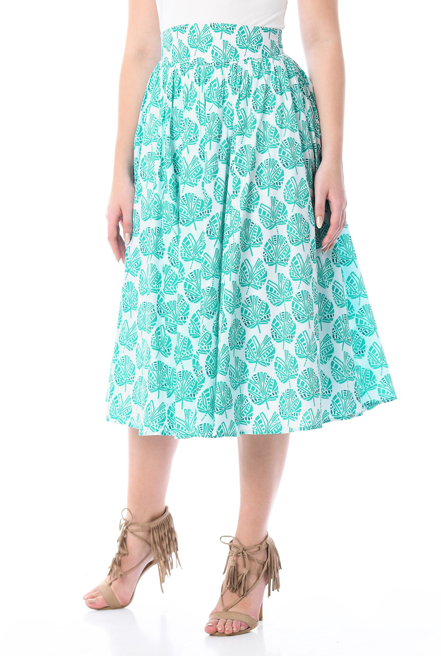 Shop Leaf print cotton full skirt | eShakti