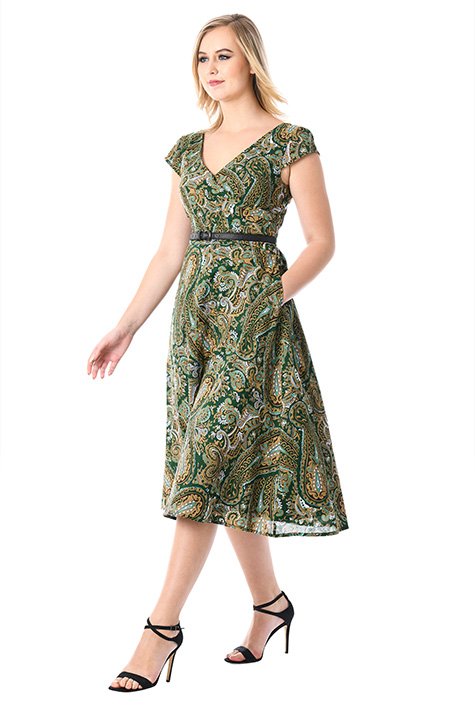 Shop Paisley print asymmetric surplice dress | eShakti