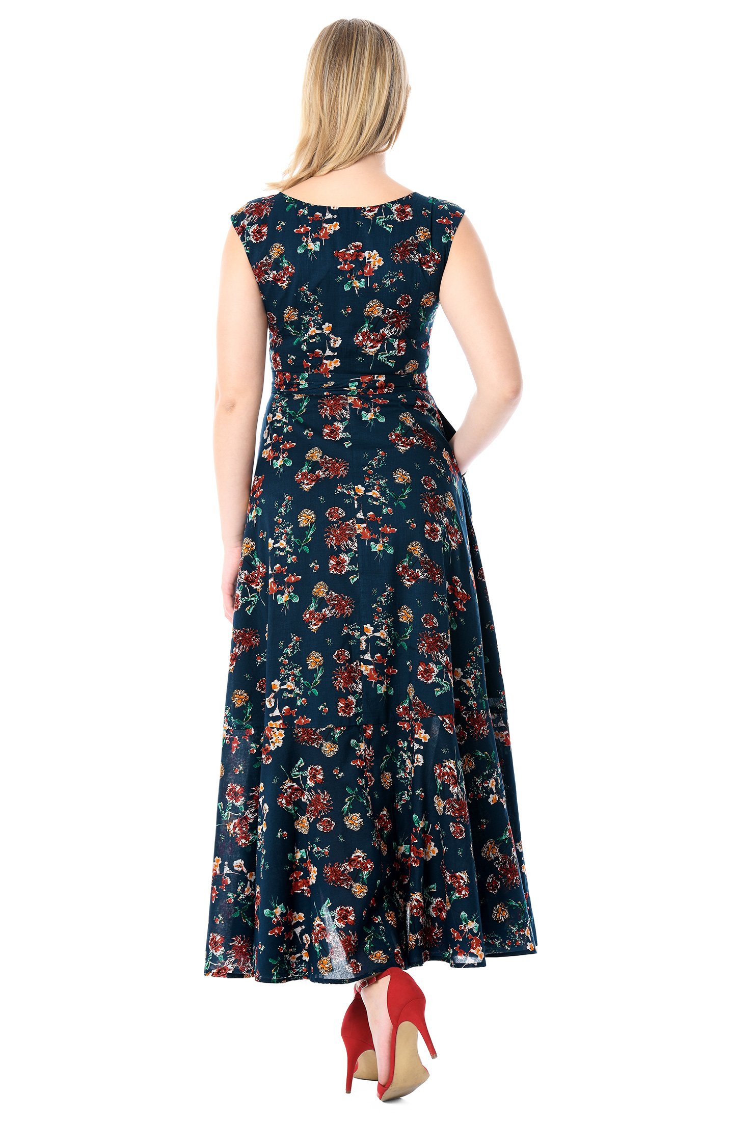 Shop Floral Print Cotton Wrap Maxi Dress Eshakti