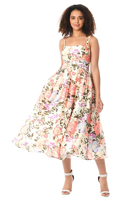 Shop Floral print voile midi sundress | eShakti