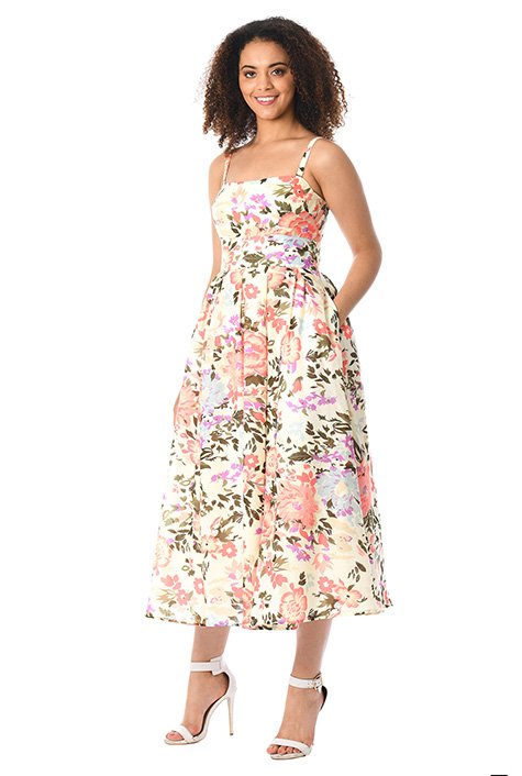 Shop Floral print voile midi sundress | eShakti