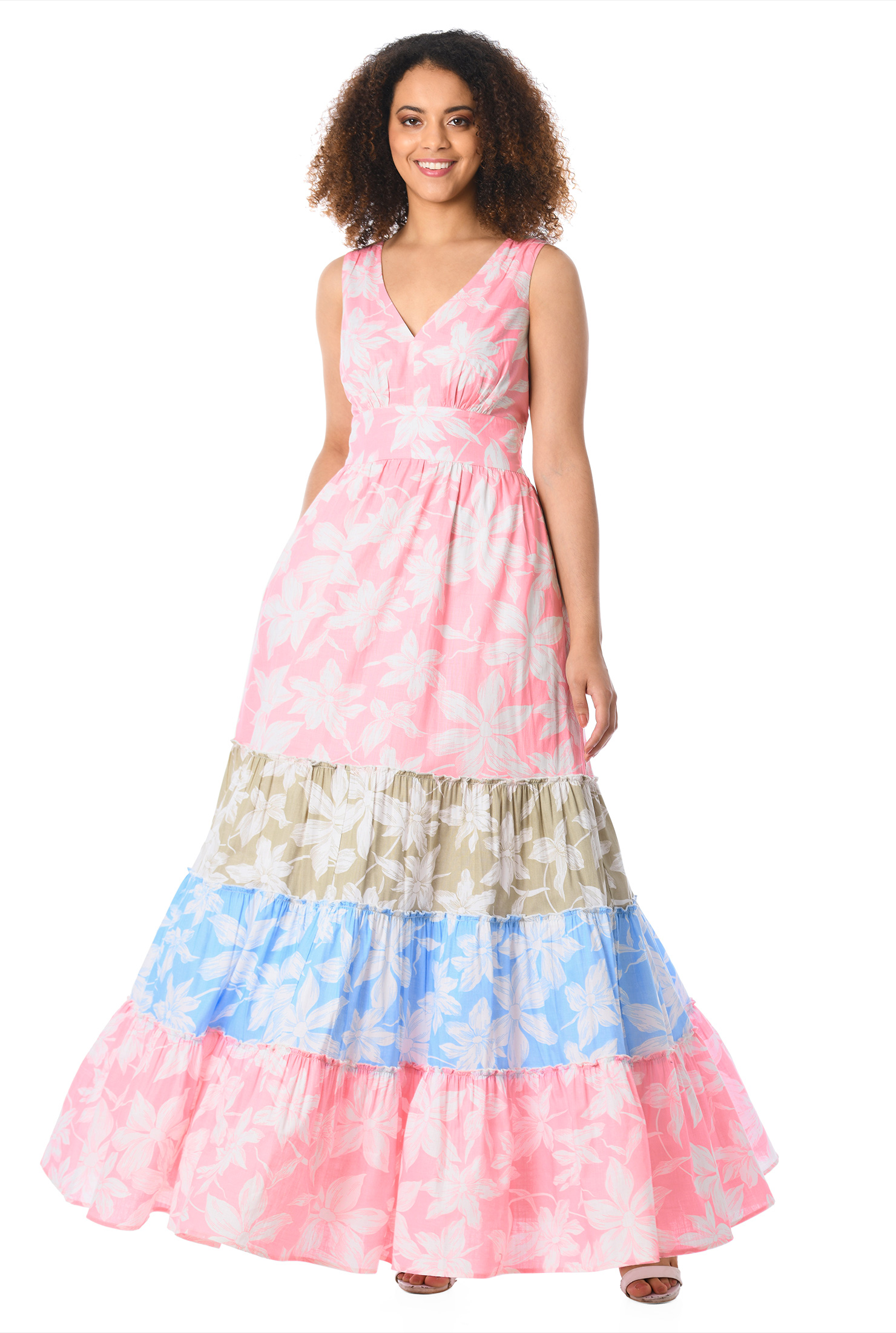 Shop Pastel floral mixed print maxi dress eShakti