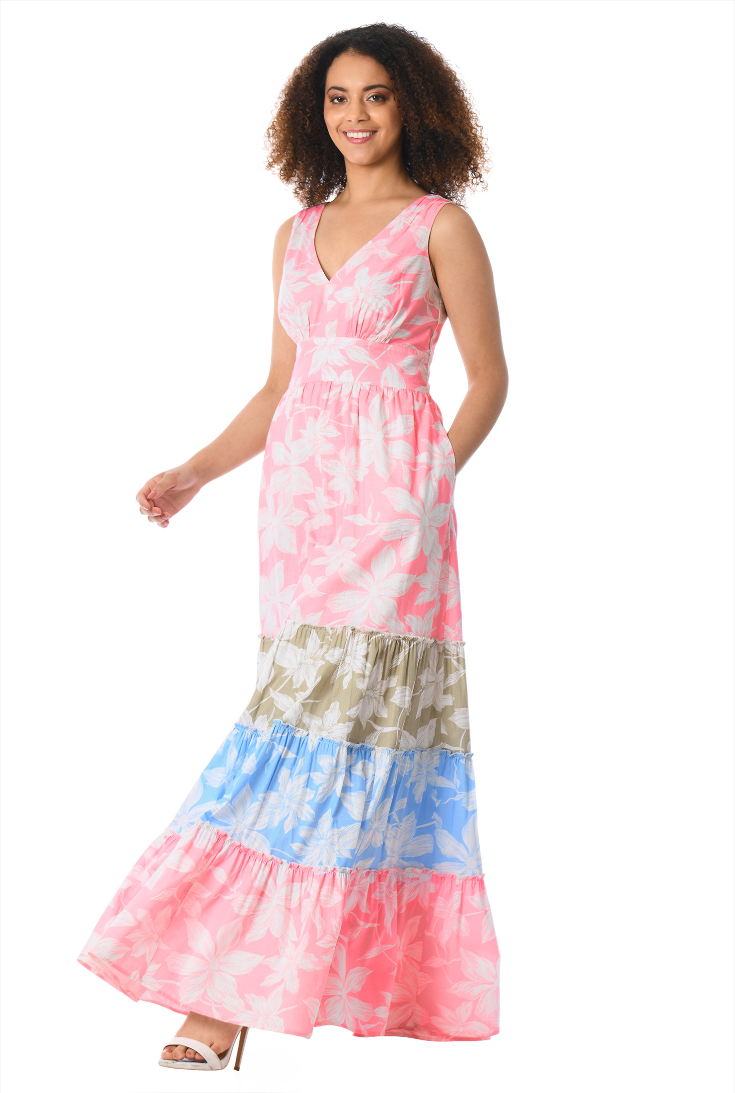 Shop Pastel floral mixed print maxi dress eShakti