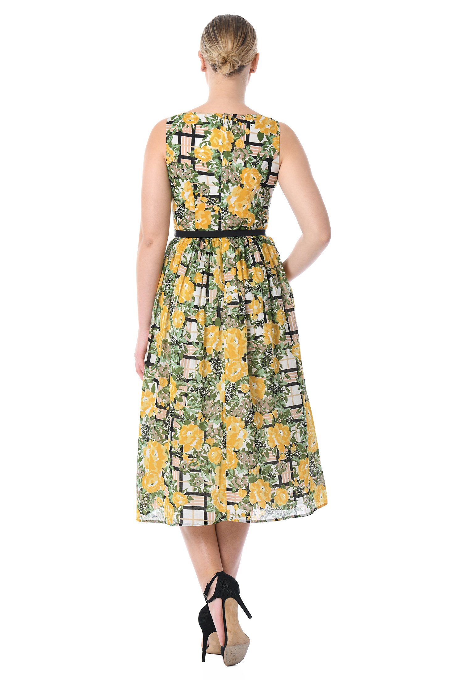 Shop Floral print cotton crinoline underlayer dress | eShakti