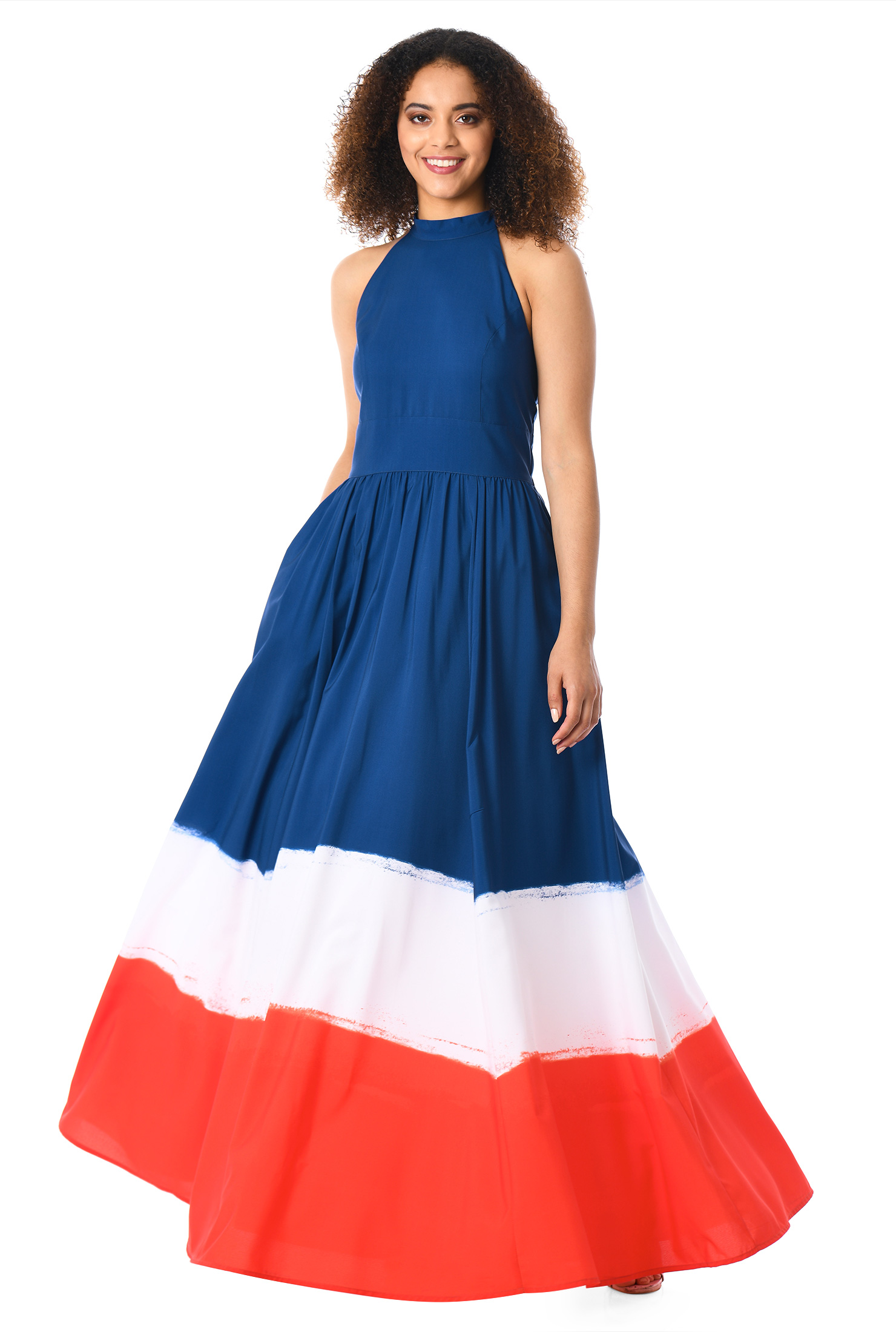 colorblocked bow tie maxi dress
