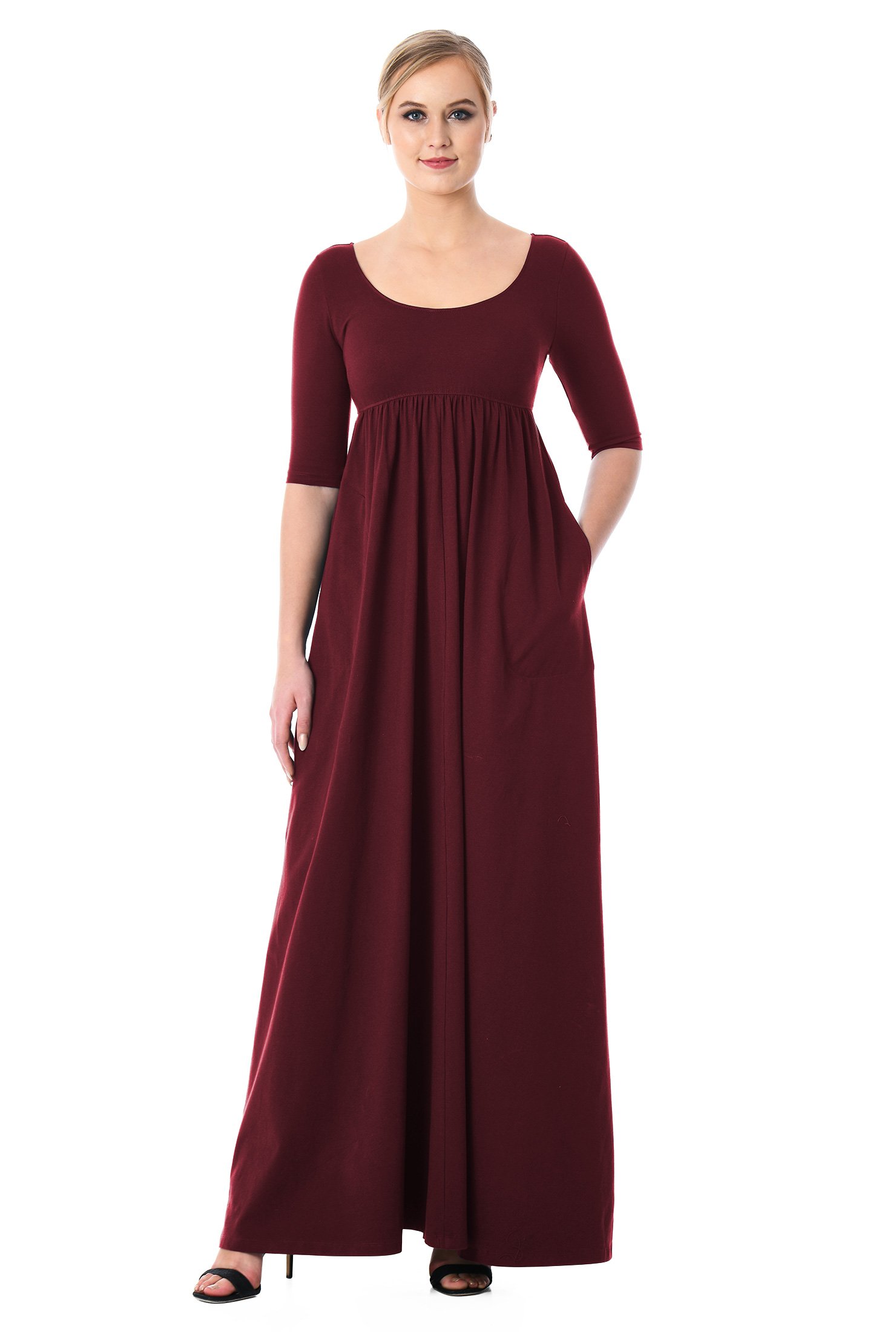 Shop Cotton knit empire maxi dress eShakti