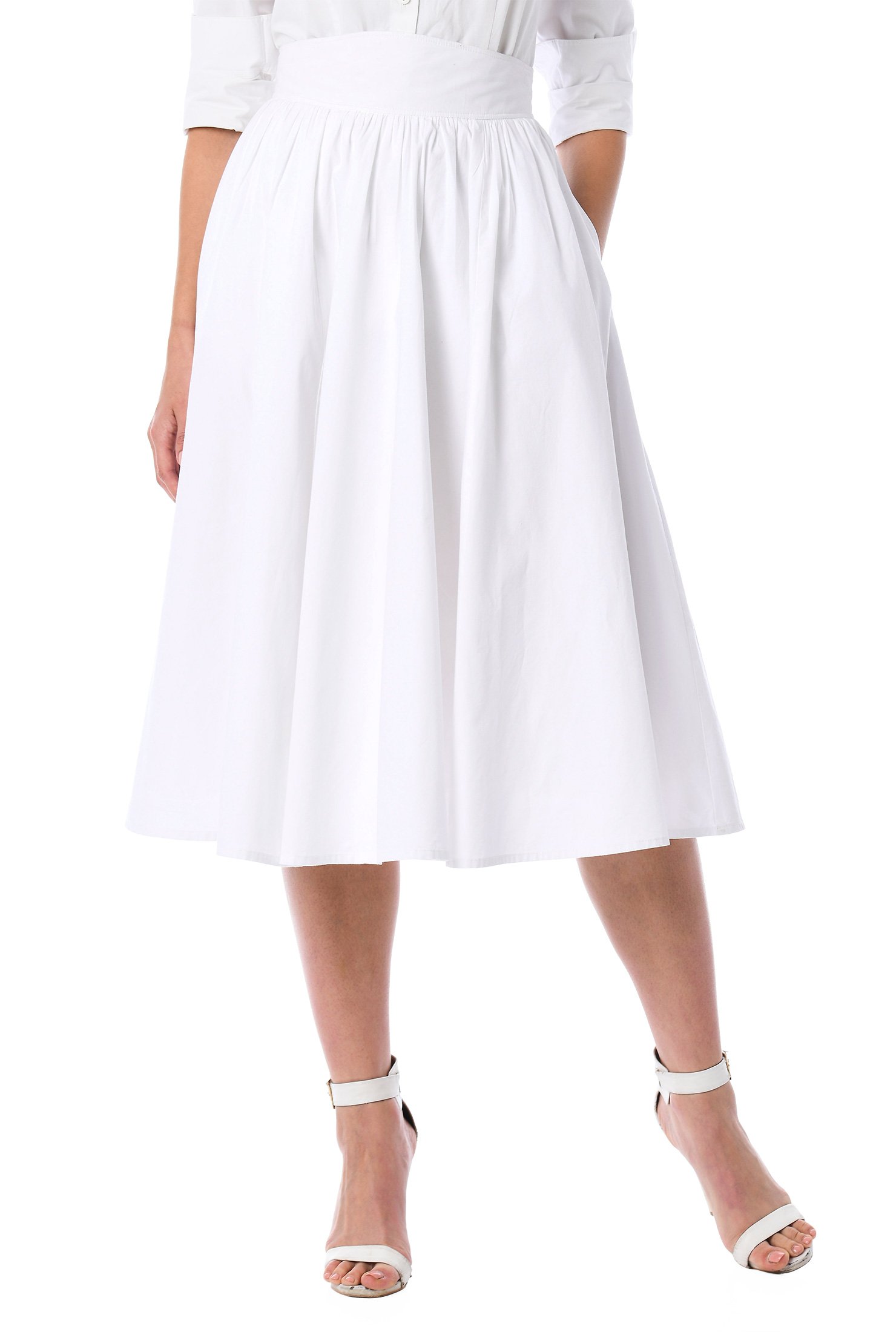 Shop White cotton poplin full skirt | eShakti