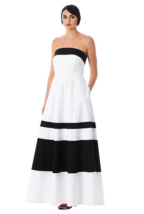 Shop Colorblock Poplin Strapless Maxi Dress | EShakti