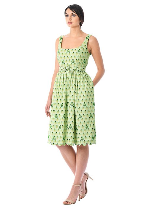 Shop Sequin graphic print crepe belted dress | eShakti