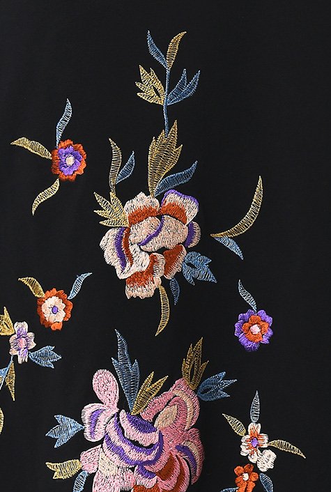 Shop Floral embellished cotton knit dress | eShakti