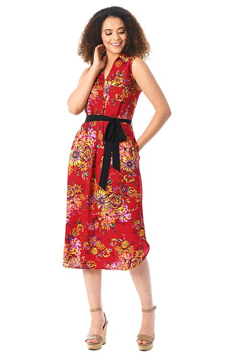 Shop Floral print sash tie shift dress | eShakti