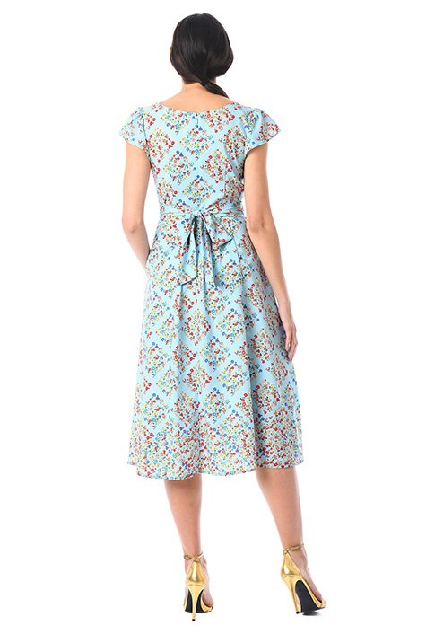 Shop Flutter sleeve floral block print crepe dress | eShakti