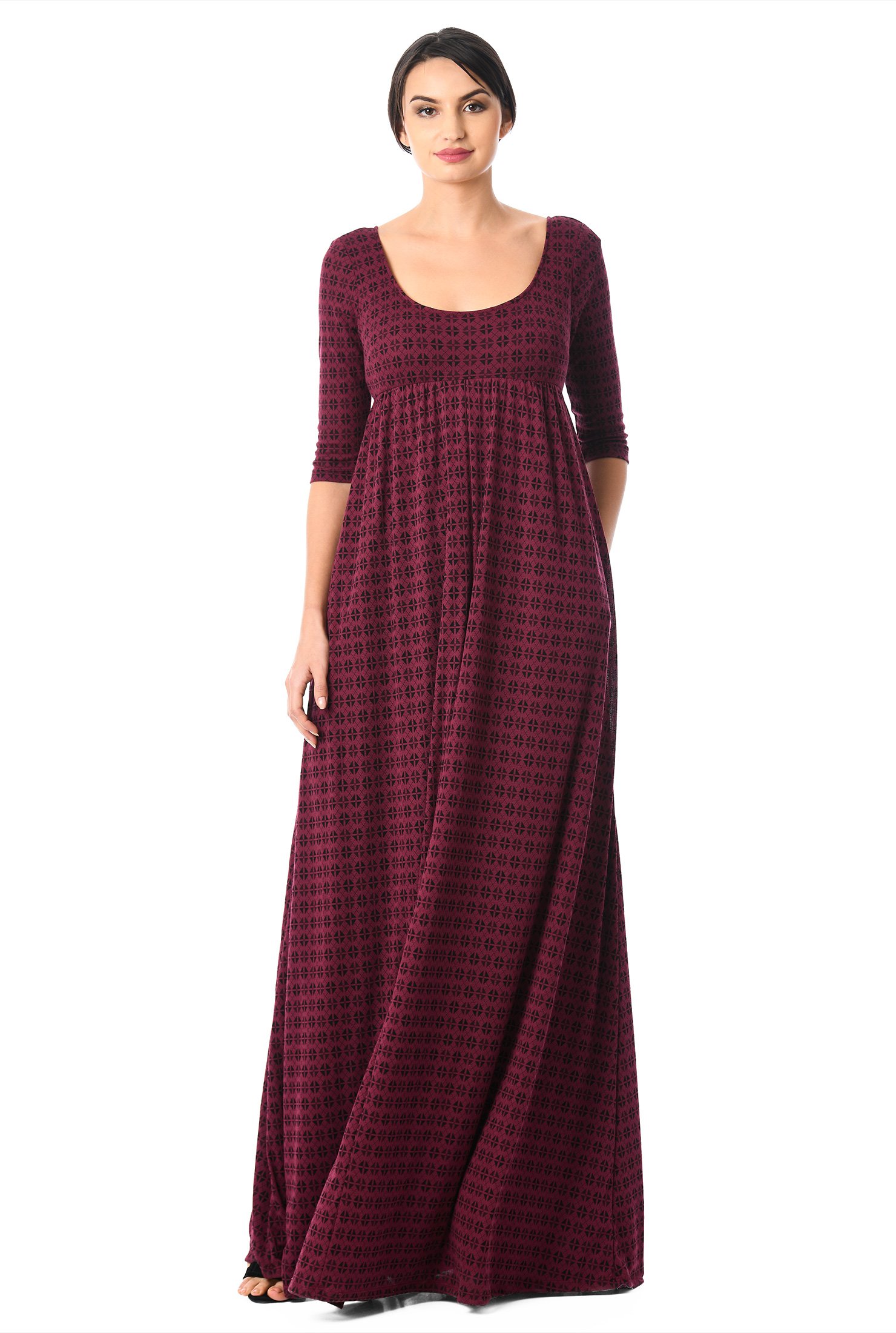 Shop Tile print cotton knit empire maxi dress eShakti